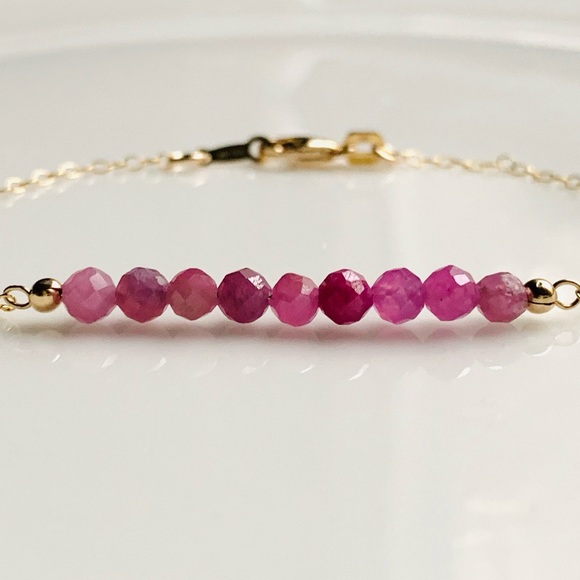 Ruby Gemstone Bracelet 14/20 Gold Filled or 925 - Picture 4 of 4